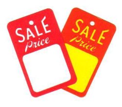Sale Tags for fastening to garments