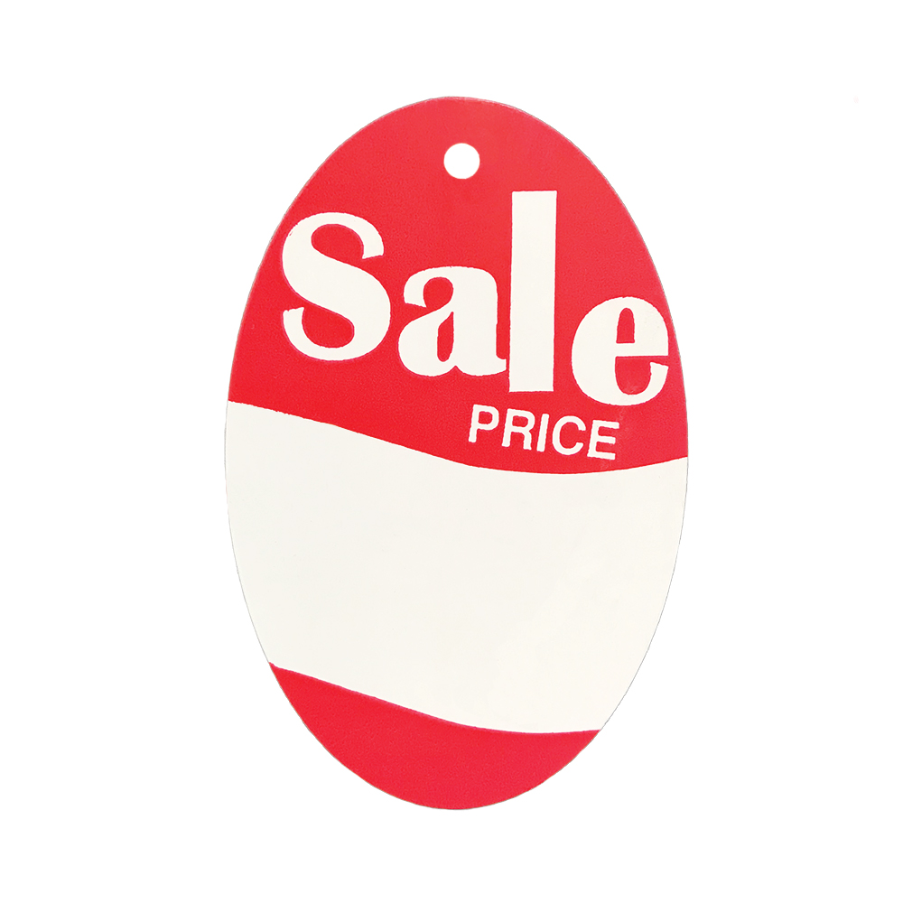 Oval Red/White Sale Tags <br>2-1/4 x 3-1/2"