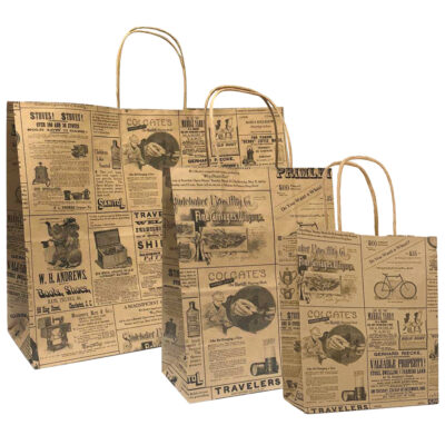 Paper Shopping Bags w/ Handles - Holiday & Printed Designs