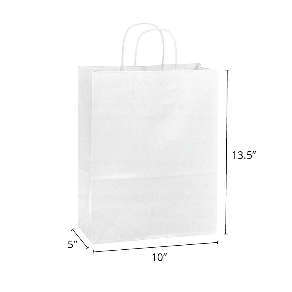 Vanity 10 x 5 x 13.5" <br>40% Recycled White Paper Shopping Bags 25/pkg - Image 2