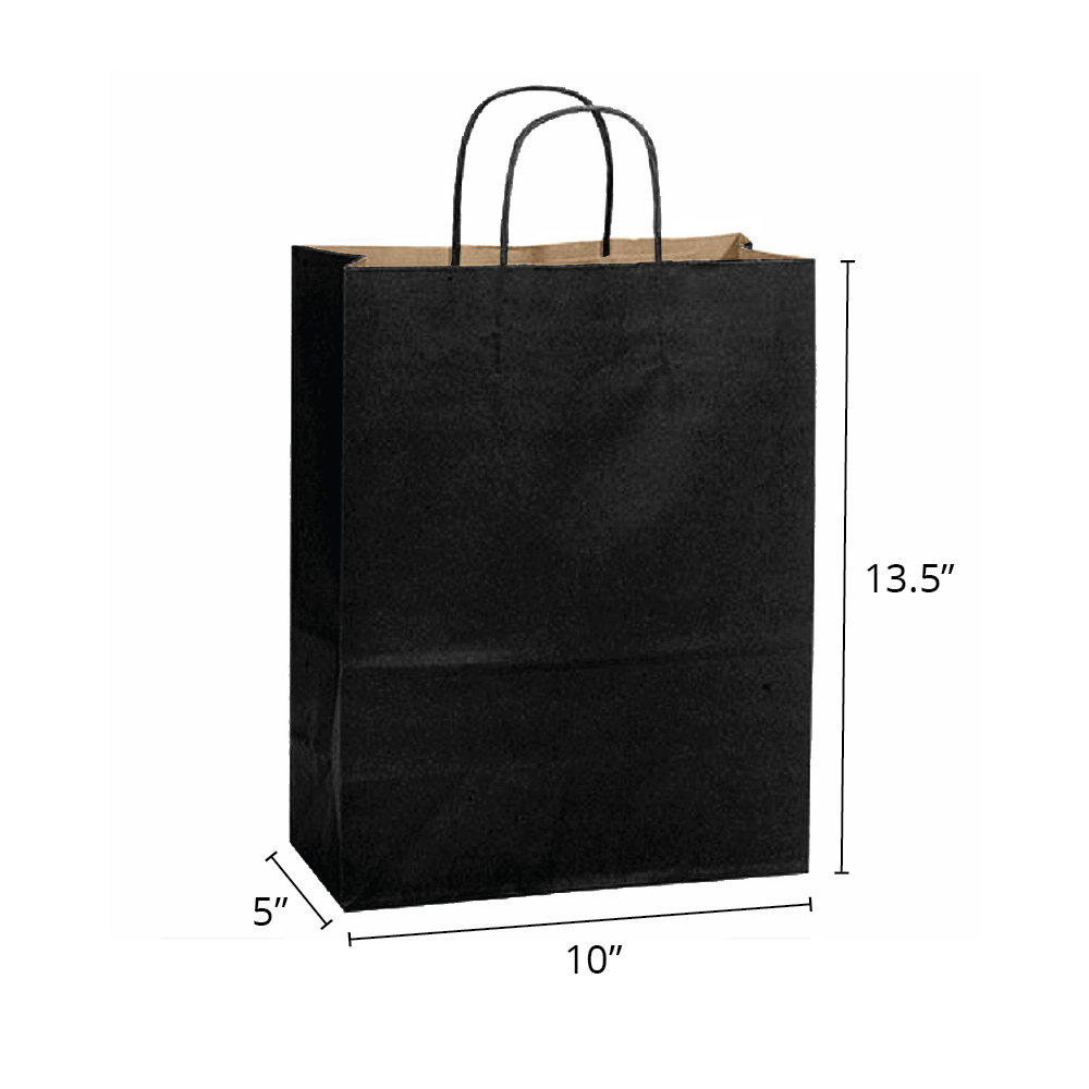 Vanity 10 x 5 x 13.5" <br>Matte Black Paper Shopping Bags - Image 2