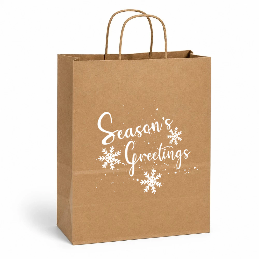 Vanity 10 x 5 x 13" <br>"Seasons Greetings" <br>Kraft w/ White Shoppers