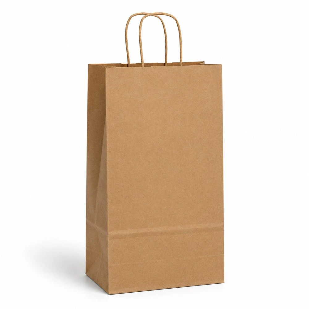 Puma 6.75 x 3.5 x 12.75" <br>100% Recycled Kraft Paper Double Bottle Bags 250/cs